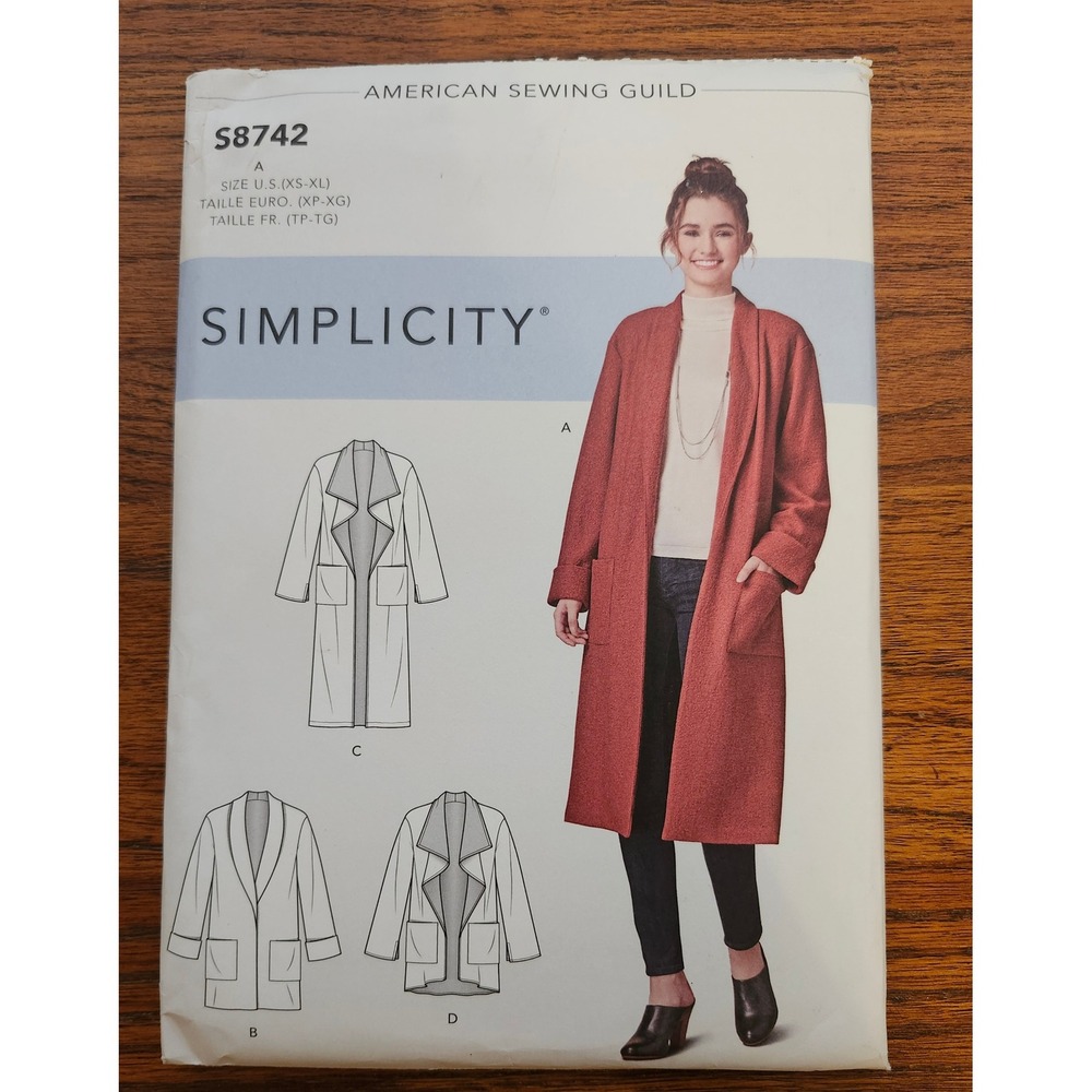 Simplicity S8742 Sewing Pattern Misses Cardigans Jacket Duster Size XS-XL S8742A